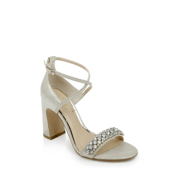 Jewel Badgley Mischka Penny Crystal Embellished Block Heel