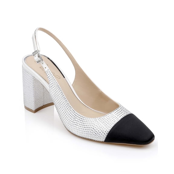 Jewel Badgley Mischka Tatum Slingback Block Heels with Capped Toe