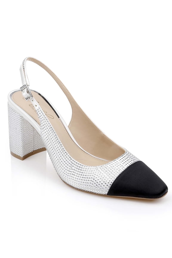 Jewel Badgley Mischka Tatum Slingback Block Heels with Capped Toe