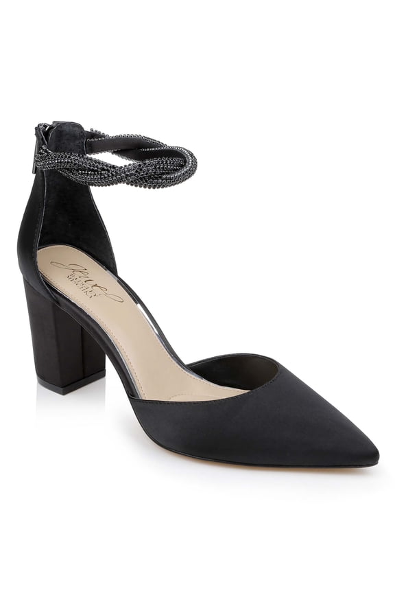 Jewel Badgley Mischka Tinsley Pointed Toe Block Heel Pumps