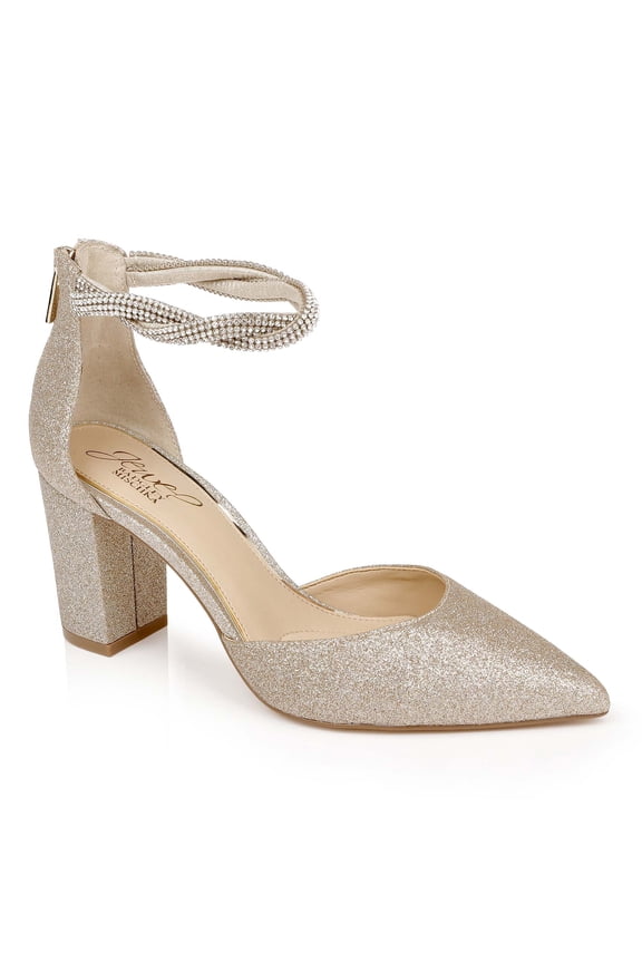 Jewel Badgley Mischka Tinsley Pointed Toe Block Heel Pumps