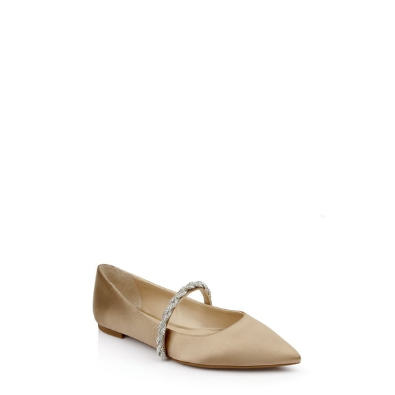 Jewel Badgley Mischka Vana Pointed Flats with Embellished Straps