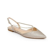 Jewel Badgley Mischka Womens Alanna Satin Slip-On Ballet Flats