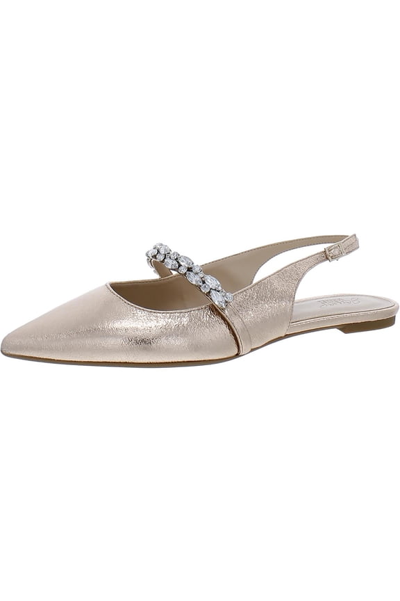 Womens Bambi Coated Ankle Strap Pointed Toe Flats