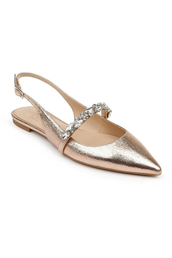 Jewel Badgley Mischka Womens Bambi Embellished Faux Leather Slingbacks