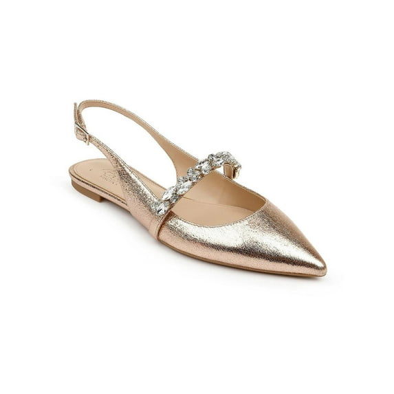Jewel Badgley Mischka Womens Bambi Embellished Faux Leather Slingbacks