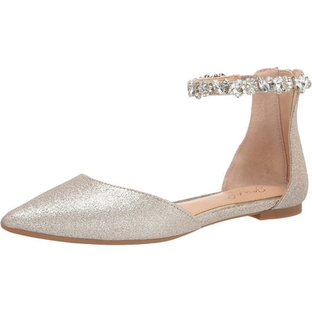 Jewel Badgley Mischka Womens Cassidy Ballet Flat 7.5 Gold Glitter