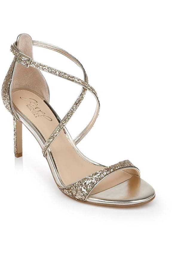 Jewel Badgley Mischka Womens DIMITRA Glitter Ankle Strap Pumps