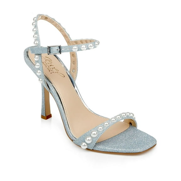 Jewel Badgley Mischka Womens Damaris Beaded Ankle Strap Heels