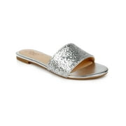 Jewel Badgley Mischka Womens Dillian Flat Slip On Dressy Slide Sandals