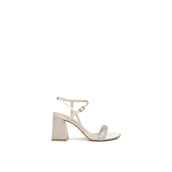 Jewel Badgley Mischka Womens Earlene Block Heel Evening, DARK BEIGE, Size 9.5