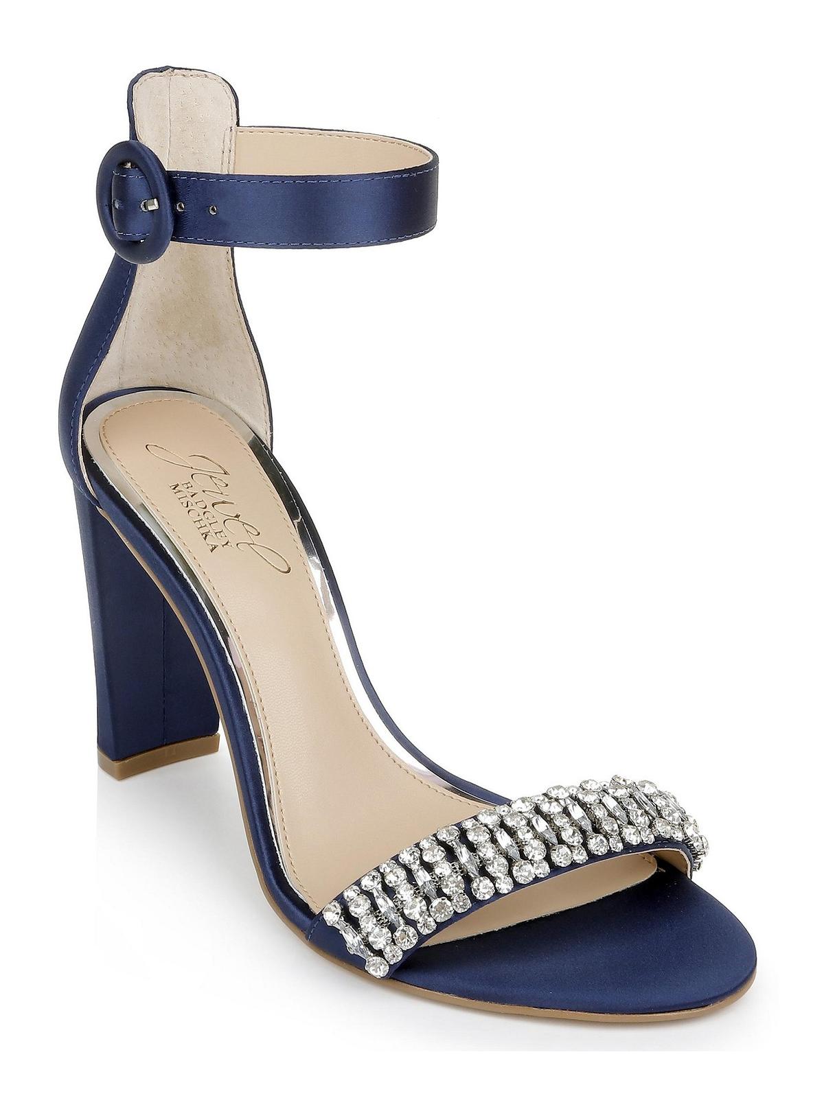 Jewel Badgley Mischka Womens Jameson Satin Rhinestone Heel Sandals