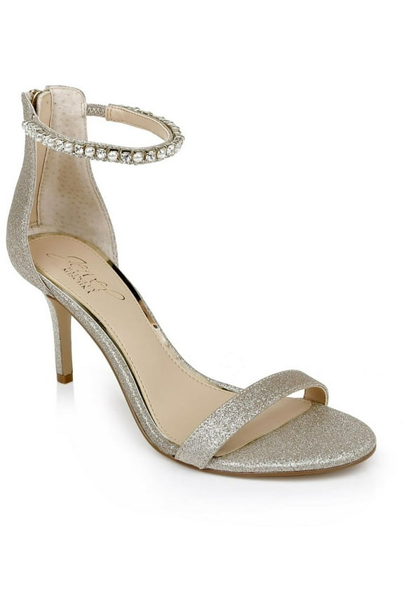 Jewel Badgley Mischka Womens Landen Glitter Ankle Heels