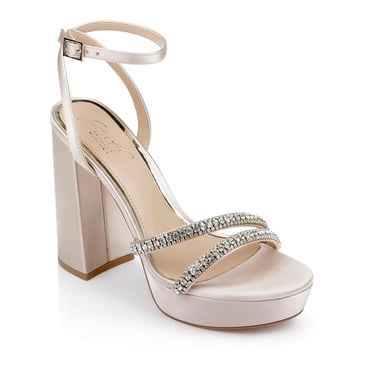 JEWEL BADGLEY MISCHKA Womens Pink Embellished Perforated Giona Round Toe Buckle Dress Slingback Sandal W main image 1