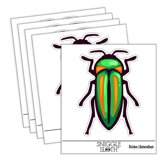 Jewel Beetle Insect Bug Car Window Bumper Water Bottle Phone Tablet Laptop Waterproof Vinyl Decal Sticker Set 5-Pack - Gloss Finish - 2.0"