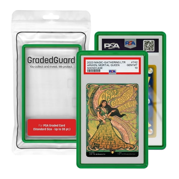 GradedGuard Jewel Case PSA Card Slab Protector, Translucent Vibrant Color Frame, Standard Size, Drop & Scratch Proof Holder for Graded Sports TCG Cards - Emerald