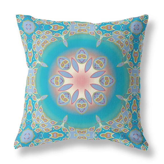 Jewel Circle Broadcloth Indoor Outdoor Pillow, Zippered, BlueGreen