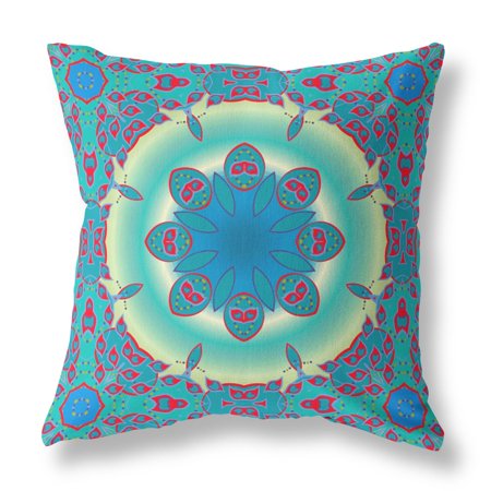 Jewel Circle Indoor/Outdoor Pillow in Green Red 28x28