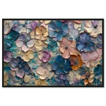 Jewel Flowers Colorful Canvas Wall Art by Art Remedy, Black Floater Frame, 15"x10"
