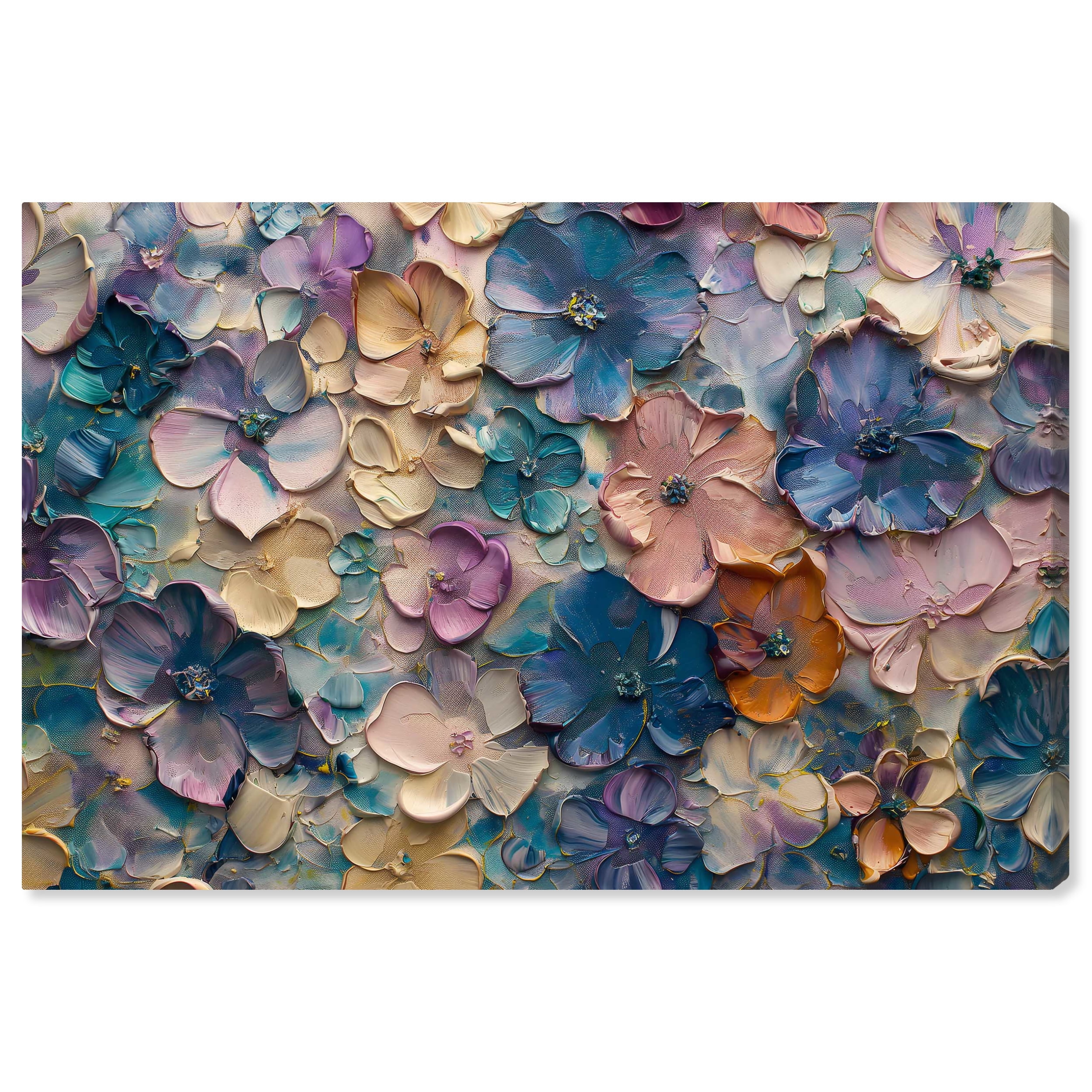 Jewel Flowers Multicolor Canvas Wall Art, 24" x 16"