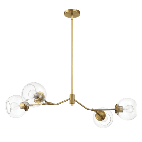 Jewel Four Lights Modern Farmhouse Chandelier Ceiling Hanging Light Fixture For Kitchen Island Dining Room 36"L 20"W 7.25"H with Clear Glass