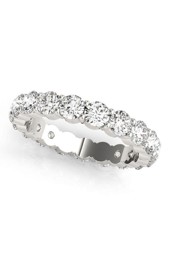 Jewel Gallery 2.2 Carat F-G VS1 Round Lab Grown Women's Diamond Eternity Bands in Yellow Gold Prong Setting"