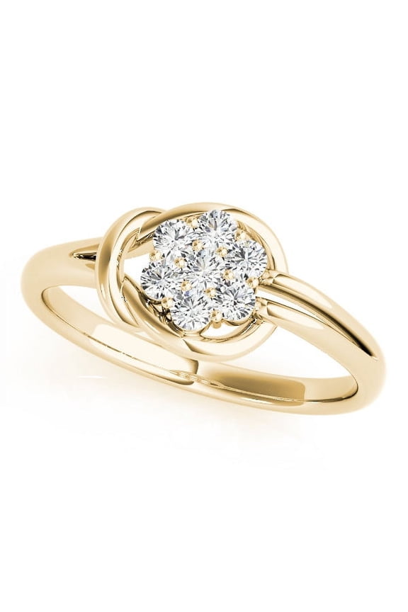 Jewel Gallery Round 0.25 Carat Natural Diamond Engagement Ring (H-I, I1-I2) in Yellow Gold Prong Setting
