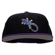 Jewel Lizard Reptile Patched Wool Blend Pro Style 2 Tone Snapback - Purple Black OSFM