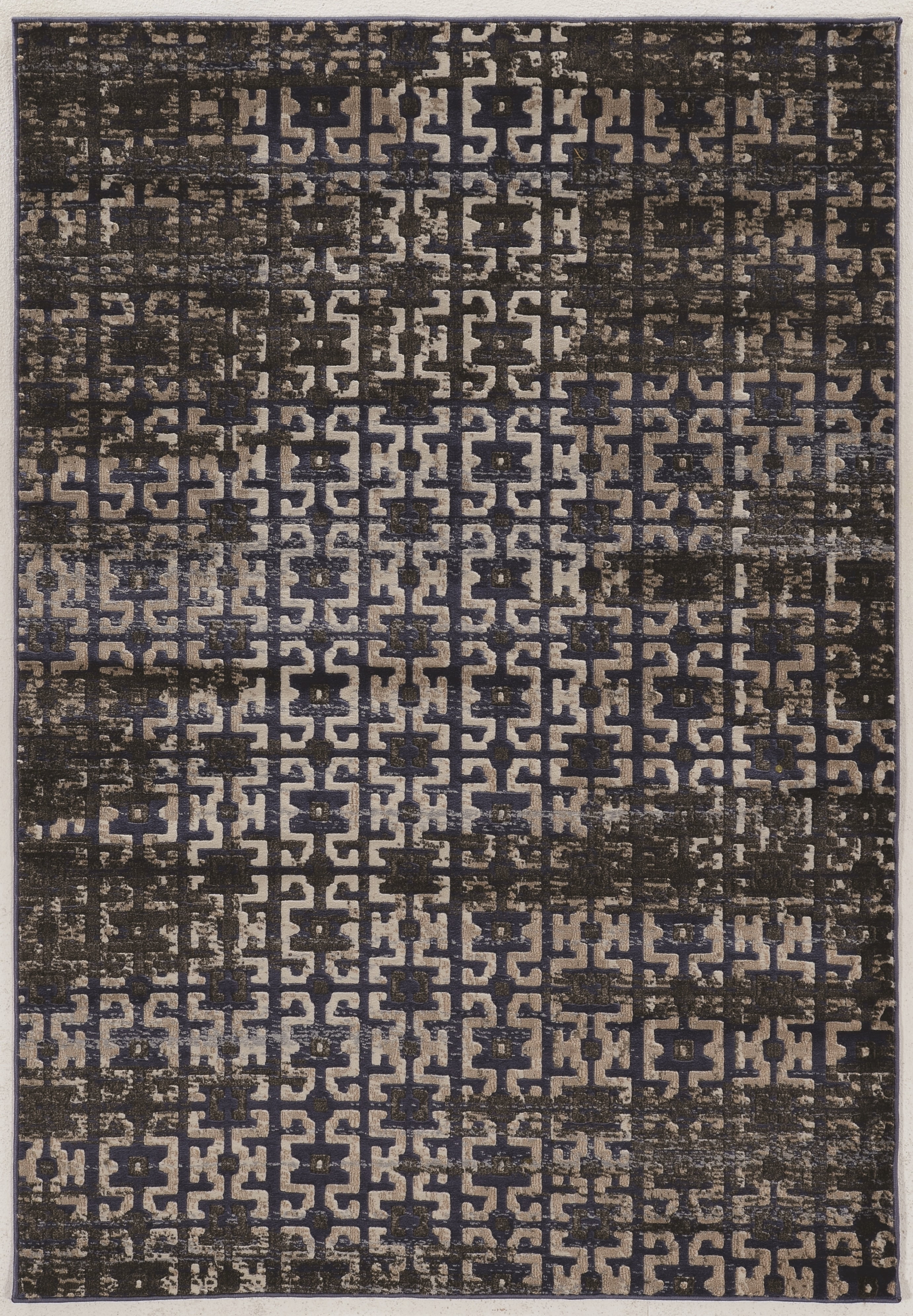 Jewel Maze Navy Area Rug 8 x 104" Powerloomed 100% Polypropylene Design