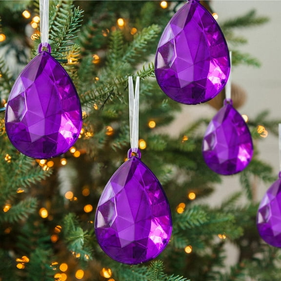 Jewel Ornament Glitter Jewel Ornaments for Christmas Tree Large Christmas Tree Hanging Decorations for Xmas Wedding Holiday Party Decor,4.72x3.15x1.18in (Purple)