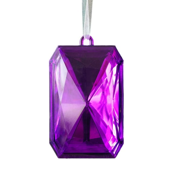 Jewel Ornaments - Acrylic Rectangle Jewel Hanging Decors Christmas Tree Hanging Ornaments Glitter Xmas Rectangle Gemstones for Wedding Holiday Party Decor