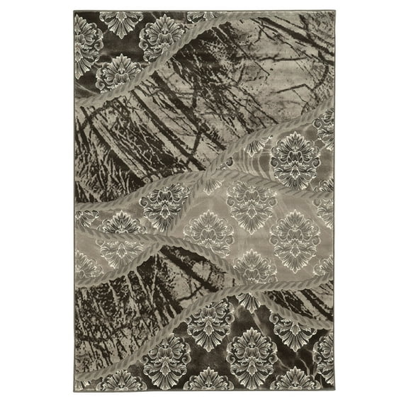 Jewel Power-Loomed Multi-Pattern 2' x 3' Rug, Brown/Light Brown