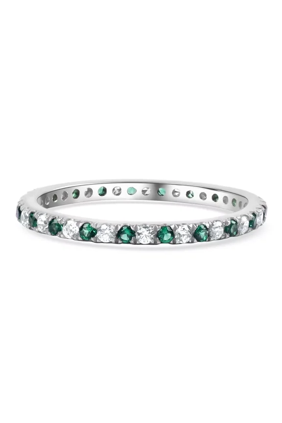 Jewel Studio Lab Created Emerald & Simulated Diamond Full Eternity Anniversary Band Jewelry