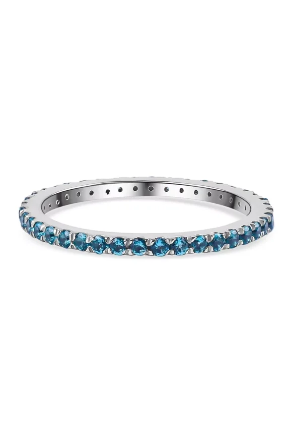 Jewel Studio Paraiba Tourmaline Band Ring Full Eternity Engagement Matching Band Promise Ring