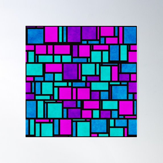 Jewel Tone Mondrian Poster Wall Art, Modern Wall Decor For Living Room Bedroom, 24x24 UNFRAMED