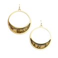 thumbnail image 1 of Jewel Toned Accent Circle Drop Dangle Earrings, Tan, 1-3/4-Inch, 1 of 1
