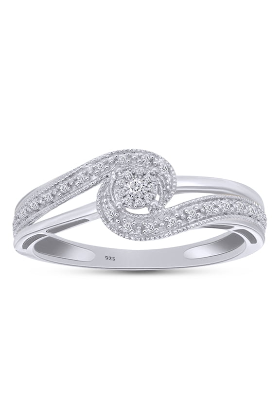 0.05CT Natural Round Diamond Swirl Promise Ring for Women 14K White Gold over Silver-6