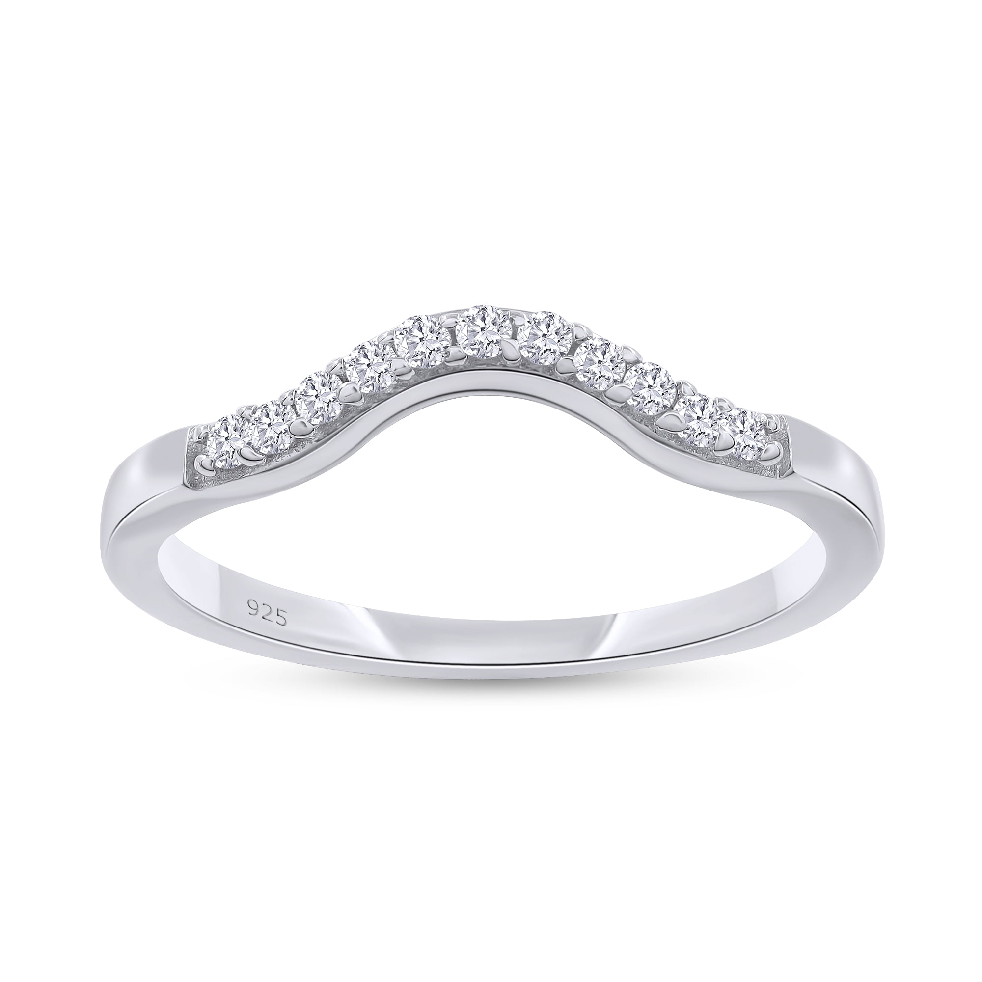 U Shaped Half Eternity Band Round Cut Lab Diamond Wedding authentic Band 1.5mm Micro Pave Curved Thin Bridal Band 10k White Gold Gorgeous Wedding Band