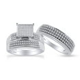 thumbnail image 1 of AFFY 0.33CT Natural Diamond Trio Matching Wedding Rings Set 14k White Gold over Silver-10.5, 1 of 7