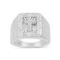 thumbnail image 1 of AFFY 0.10CT White Natural Diamond Cross Men's Ring in 14K White Gold over Sterling Silver-12.5, 1 of 3