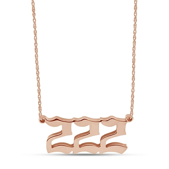 AFFY 14K Rose Gold over Silver Angel Number Necklace 222 Pendant Necklace