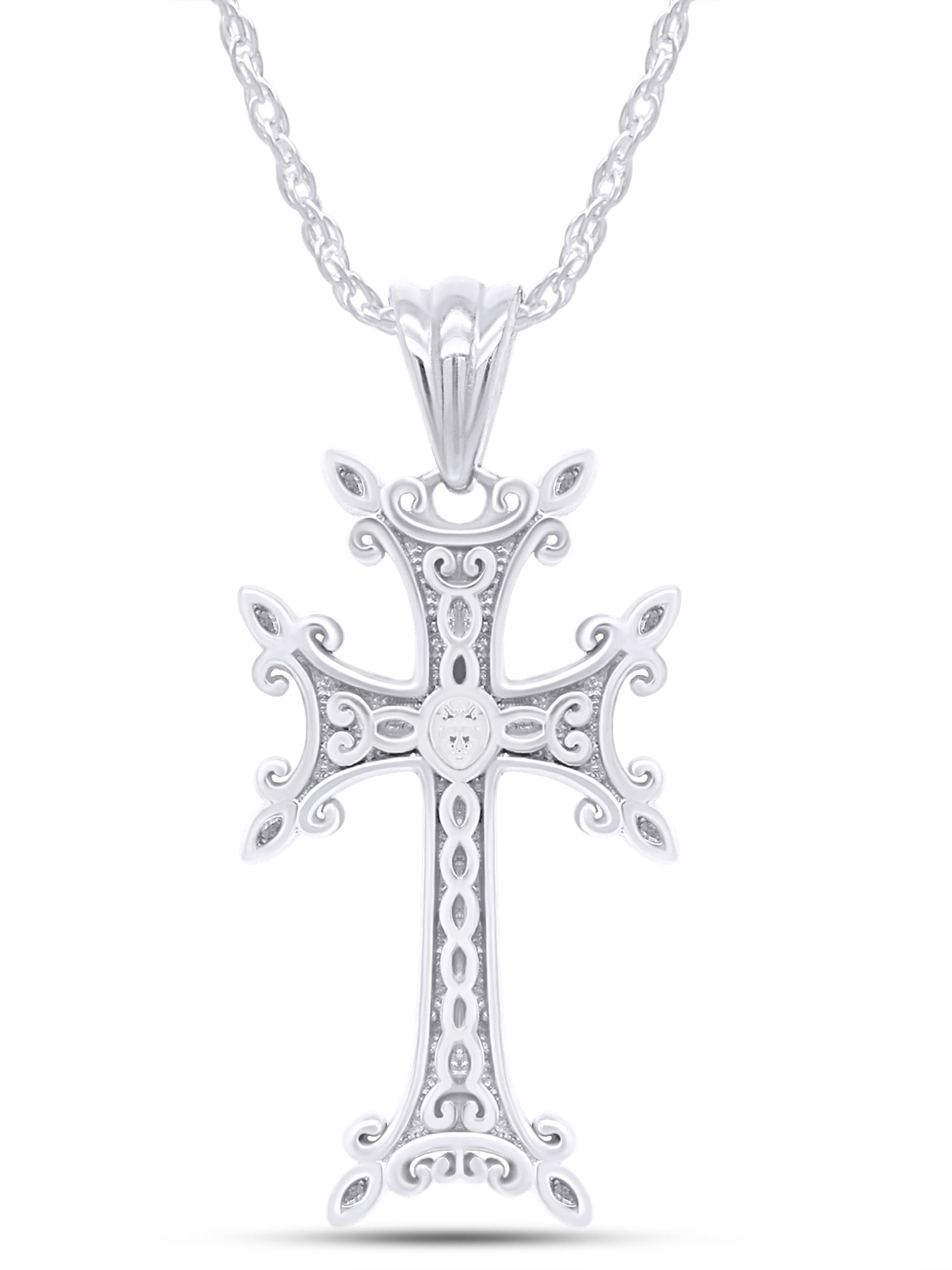 AFFY 14K White Gold 925 Sterling Silver Armenian Cross AFFY 14K White Gold 925 Sterling Silver Armenian Cross