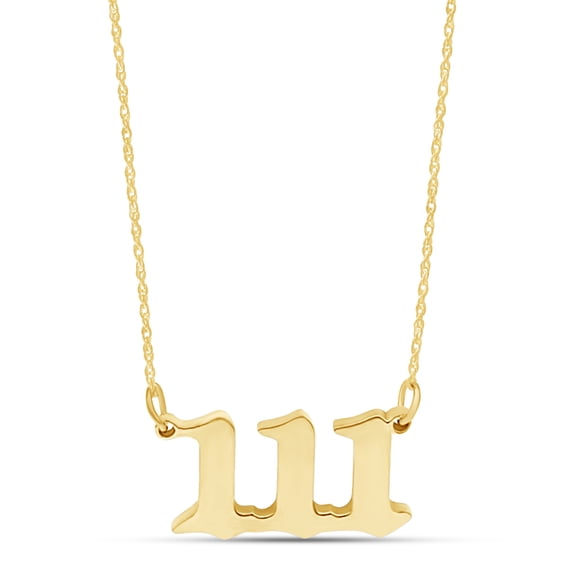AFFY 14K Yellow Gold over Silver Angel Number Necklace 111 Pendant Necklace