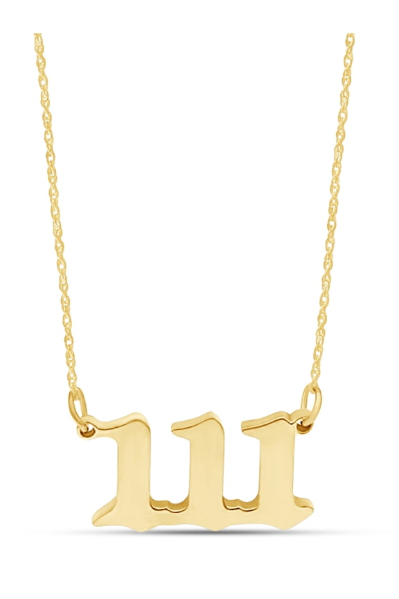 14K Yellow Gold over Silver Angel Number Necklace 111 Pendant Necklace