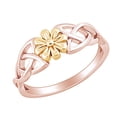 thumbnail image 1 of AFFY 14k Rose Gold Plated Sterling Silver Two Tone Celtic Daisy Flower Promise Ring for women Ring-9, 1 of 4