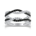 thumbnail image 1 of AFFY Black & White Cubic Zirconia Enhancer Guard Ring for Women 14K White Gold over Silver-7.5, 1 of 6