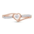 thumbnail image 1 of AFFY Heart Promise Ring for Women, 0.10CT Natural Diamond in 14K Rose Gold over Silver-10, 1 of 7