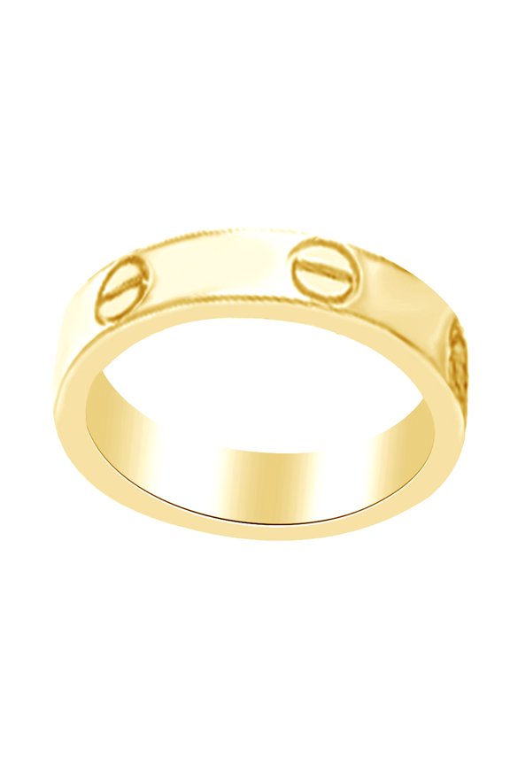 Screw Love Band Ring Engagement Ring in 14K Yellow Gold over Sterling Silver-4