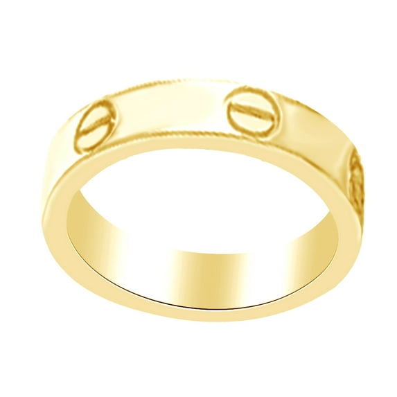 AFFY Screw Love Band Ring Engagement Ring in 14K Yellow Gold over Sterling Silver-4
