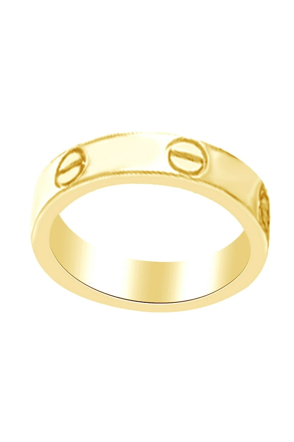 Screw Love Band Ring Engagement Ring in 14K Yellow Gold over Sterling Silver-6.5